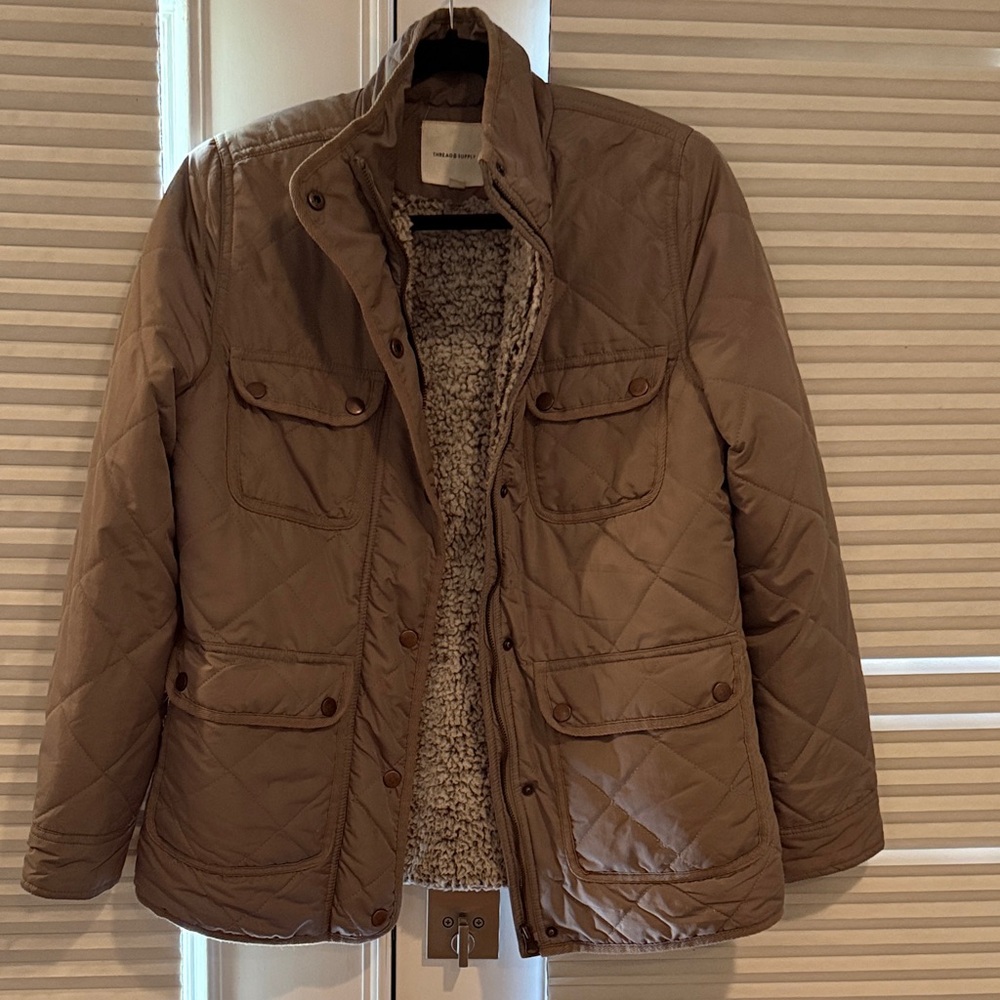Thread & Supply Tan Quilted Puffer Jacket